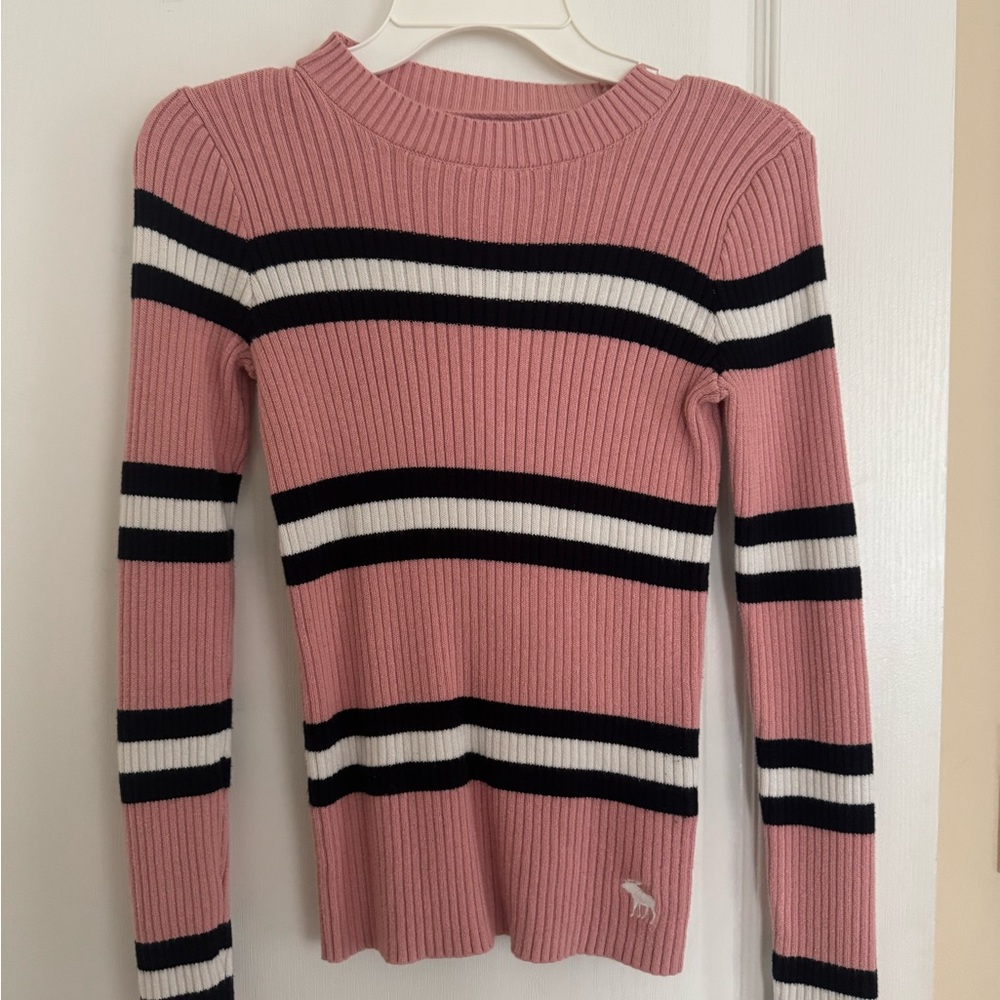 Abercrombie Kids Pink and Black Striped Sweater
